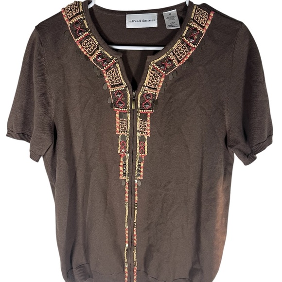 Alfred Dunner Aztec Style Zip Up Blouse Size M - Picture 1 of 4